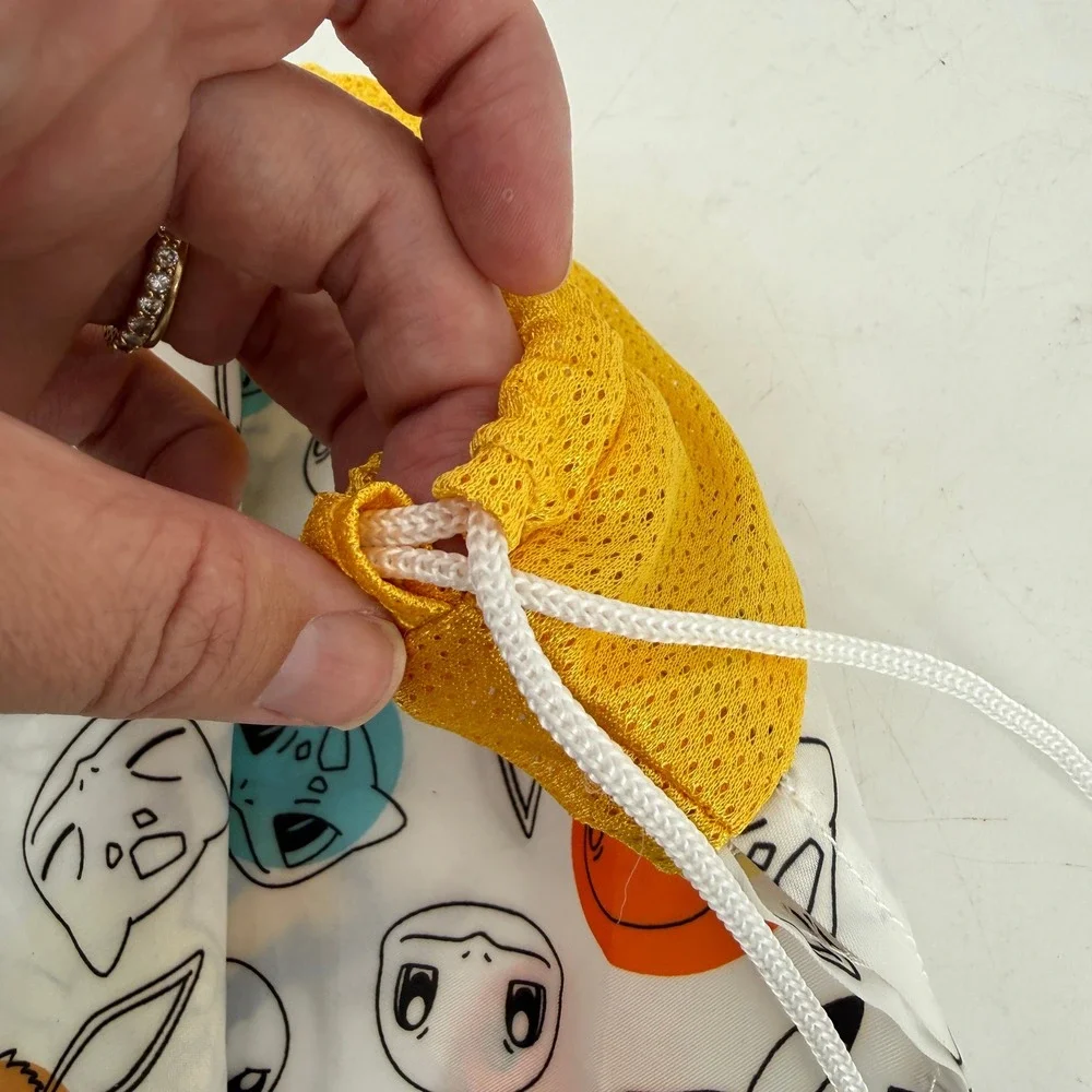 Build-A-Bear Pokemon Drawstring Bag Kids White Pikachu Eevee Cinch Sack